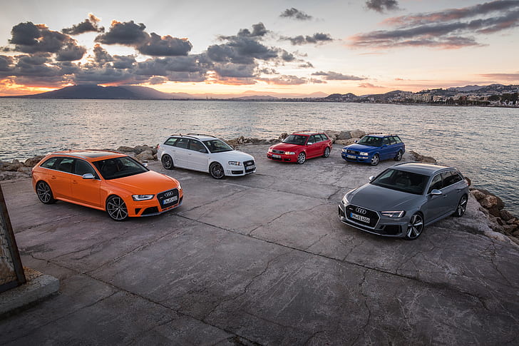 bil, fordon, sportbil, Audi, Audi RS4, Audi RS4 Avant, röda bilar, blåbilar, orange bilar, vita bilar, gråbilar, gråbilar, kombi, kombi, HD tapet