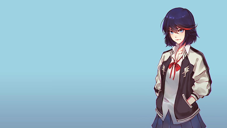 アニメの女の子 ジャケット Matoi Ryuuko 青い髪 愛 スカート 青い目 キルラキル Hdデスクトップの壁紙 Wallpaperbetter