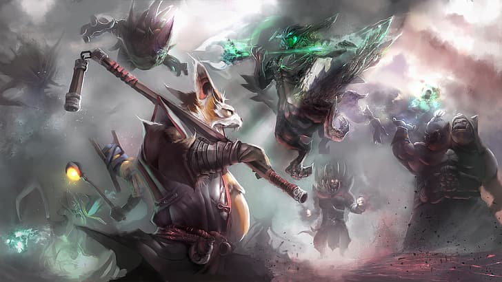 Dota 2, Spectre, Shadow Demon, Outworld Devourer, Brewmaster, Ogre Magi, Necrolyte, HD wallpaper