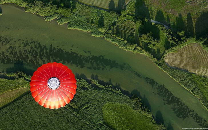 природа, пейзаж, воздушные шары, вид с воздуха, Германия, с высоты птичьего полета, HD обои
