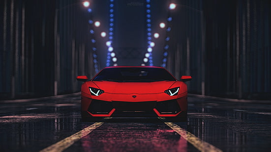 Need for Speed ​​(2015), Автомобиль, Lamborghini, Lamborghini Aventador, Lamborghini Aventador LP700-4, Need For Speed, Красный автомобиль, Видеоигра, HD обои HD wallpaper
