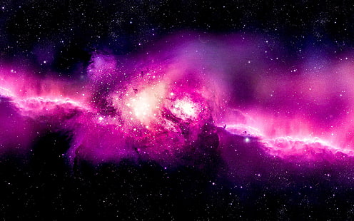 pink nebula galaxy, Andromeda, spiral galaxy, space, space art, HD wallpaper HD wallpaper