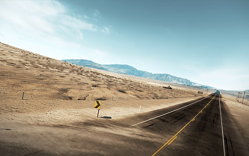 砂漠の道路ハイウェイ風景HD、自然、風景、道路、砂漠、高速道路、 HDデスクトップの壁紙 HD wallpaper