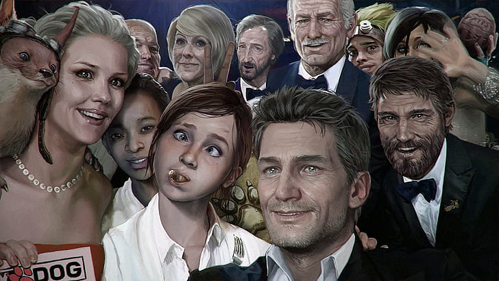 سترة بدلة سوداء للرجال ، ألعاب فيديو ، عمل فني ، Naughty Dog ، صور شخصية ، مجهول ، ناثان دريك ، The Last of Us ، Ellie، خلفية HD