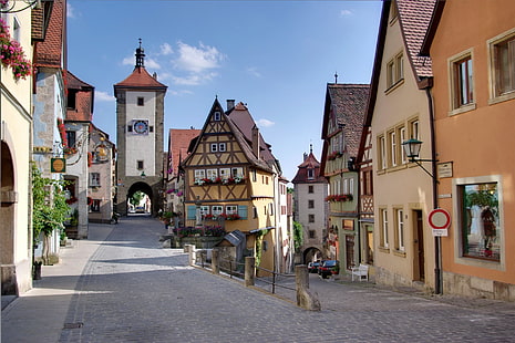 Fotografie, Platz, Gebäude, Deutschland, Rothenburg, HD-Hintergrundbild HD wallpaper
