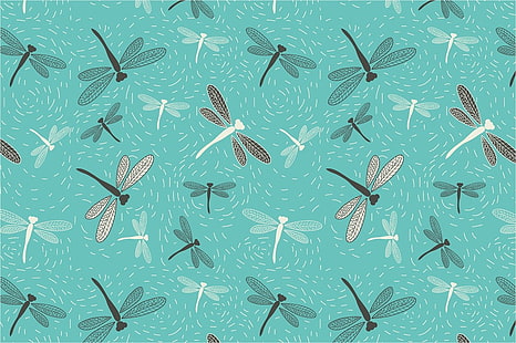 Textura, padrão, libélula, libélula, inseto, papel, branco, azul, HD papel de parede HD wallpaper