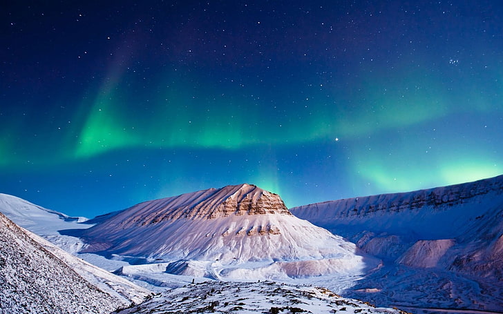 Cool Northern Lights-Landscapes HD Wallpaper, montaña de los Alpes, Fondo de pantalla HD