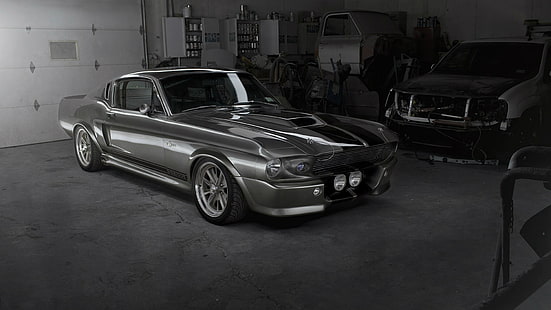 svart bil, bil, Shelby, GT500, Eleanor, Ford Mustang, HD tapet HD wallpaper