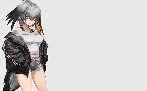Schuhschnabel (Kemono Friends), Kemono Friends, Rauchhintergrund, Streetwear, Anime, Anime Girls, HD-Hintergrundbild HD wallpaper