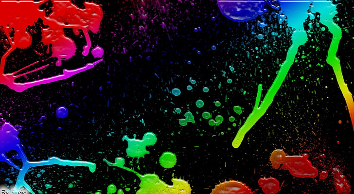 Splatter colorato, sfondo astratto multicolore, Aero, Colorato, Arcobaleno, Splash, Splatter, Sfondo HD