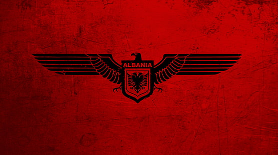 Albansk, svart Albaniens logotyp, armé, HD tapet HD wallpaper