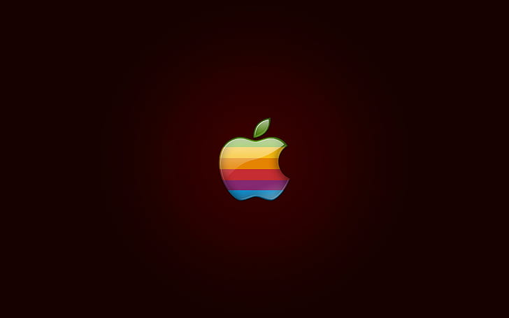 Apple färgglada logotyp, grön, gul, orange, röd, lila och blå äpple logotyp, färgglad, äpple, logotyp, HD tapet