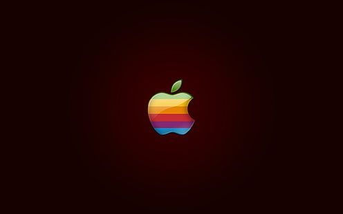 애플 다채로운 로고, 녹색, 노랑, 오렌지, 빨강, 자주색 및 파랑 사과 로고, 다채로운, 사과, 로고, HD 배경 화면 HD wallpaper