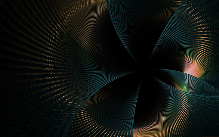 blue illusion artwork, curls, graphics, background, HD wallpaper