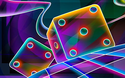 multicolored dice wallpaper, 3d, cube, dice, neon, HD wallpaper HD wallpaper