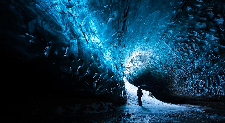 The Amazing Ice Caves of Iceland, Europe, Iceland, Travel, Landscape, Light, Contrast, Snow, Hike, Glacier, Hiking, Cave, Adventure, Vacation, person, Lightroom, Icelandic, visit, tourism, touristdestinations, ice cave, HD wallpaper
