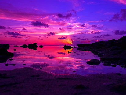 Warna Alam sejuk Warna Alam Alam Matahari terbenam HD Art, Cool, lake, sunset, Colors of Nature, Wallpaper HD HD wallpaper