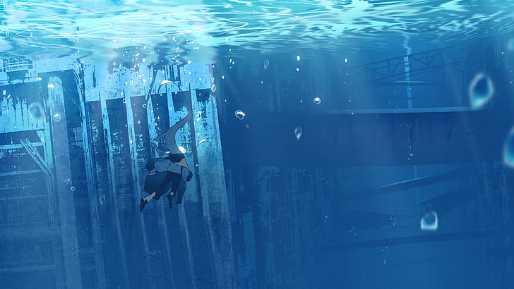 Anime, Original, Flicka, Under vattnet, HD tapet