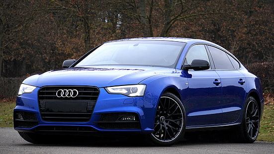 sedan Audi biru, audi, a5, biru, tampak samping, Wallpaper HD HD wallpaper
