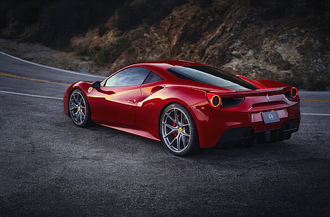 Ferrari, Ferrari 488, Auto, Ferrari 488 GTB, Rotes Auto, Sportwagen, Supercar, Fahrzeug, HD-Hintergrundbild HD wallpaper