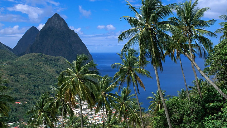 Caribbean, West Indies, St-Lucia, Soufriere, mountain Piton, Soufriere and the Pitons, HD wallpaper