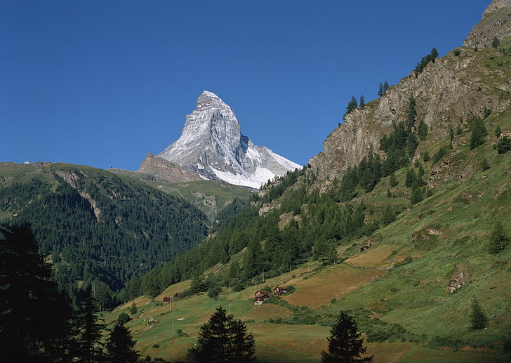 landscape, Matterhorn, mountains, Alps, nature, snowy peak, HD wallpaper