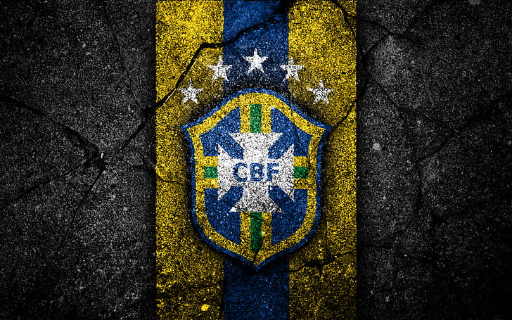 サッカー、ブラジルナショナルフットボールチーム、ブラジル、エンブレム、ロゴ、 HDデスクトップの壁紙
