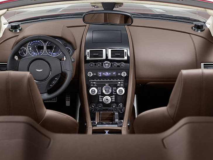Aston Martin Dbs 2009 Brown Salon Interior Steering Wheel Speedometer Hd Wallpaper Wallpaperbetter