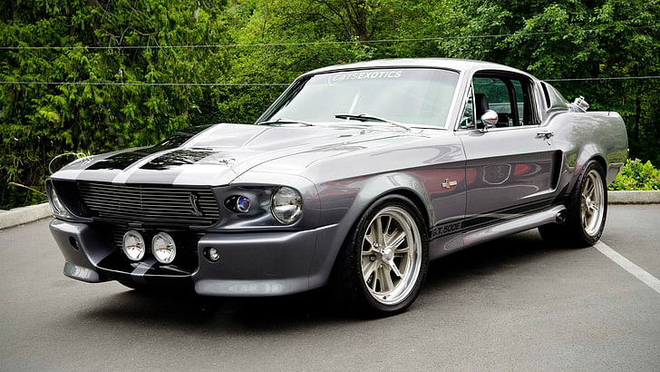 Shelby GT500 grigio, Mustang, Ford, Shelby, Eleanor, GT 500, muscle car, '1967, bellissima macchina, andata in 60 sec., Sfondo HD