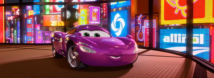 Cars 2 (2011), pink Cars character illustration, Cartoons, Cars, cars 2, cars 2 movie, cars 2 film, cars 2 2011, holley shiftwell, cars 2 holley shiftwell, HD wallpaper