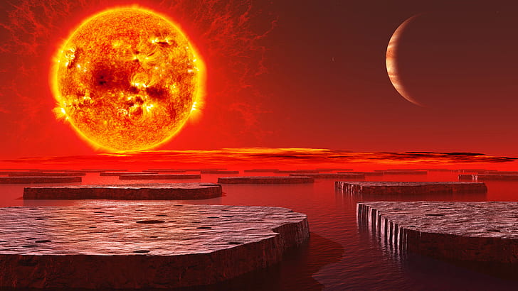 4 K, brennender Planet, Sonne, HD-Hintergrundbild