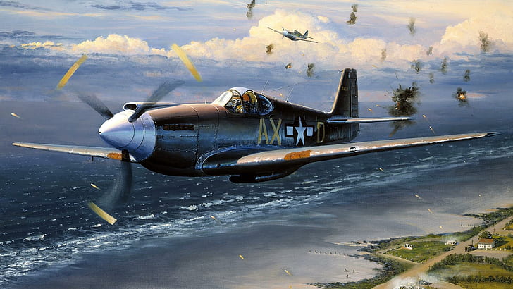 Aufklärung, grauer und schwarzer Doppeldecker, Flugzeug, Mustang, WW11, Flugzeugflugzeuge, HD-Hintergrundbild