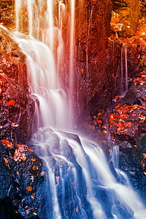 water falls cover rock formation photo, Avalon, Fantasy, water falls, cover, rock formation, photo, waterfall, cascades, flow, stream, leaves, scene, scenic, scenery, landscape, nature, rock, stone, texture, background, orange  grove, patapsco  valley  state  park, maryland, usa, united states, american  beauty, beautiful, epic, surreal, ethereal, dreamy, abstract, long exposure, motion, movement, hdr, glow, yellow, purple  violet, blue  rainbow, colorful, color, colors, colour, colours, fall, warm, hot, photomanipulation, digital  art, stock, resource, image, picture, ca, water, forest, river, beauty In Nature, falling, rock - Object, HD wallpaper HD wallpaper