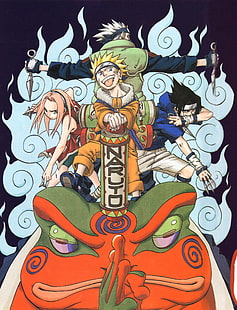 Naruto season 1 wallpaper, Naruto Shippuuden, Masashi Kishimoto, Uzumaki Naruto, Haruno Sakura, Uchiha Sasuke, artwork, illustration, HD wallpaper HD wallpaper
