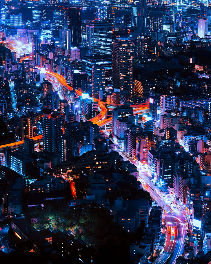 ville, Japon, gratte-ciel, Tokyo, Fond d'écran HD, fond d'écran de téléphone