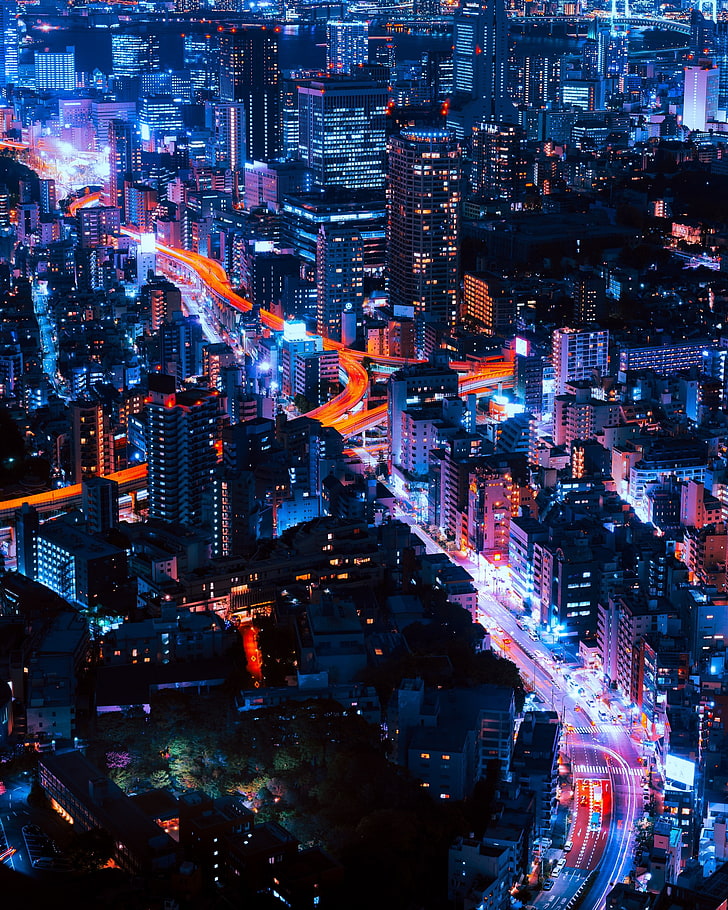 stadshorisonter, stad, skyskrapa, Tokyo, Japan, HD tapet, telefon tapet
