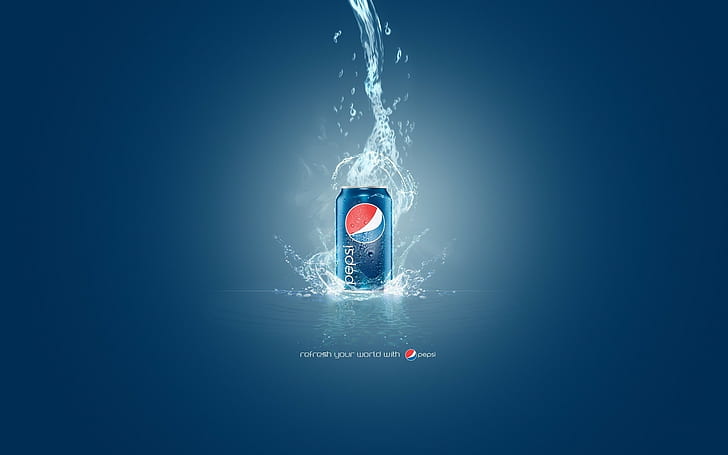 Pepsi, Style, Drink brand, Mark, Logo, Bank, Water, Drops, Phrase, Word, HD wallpaper