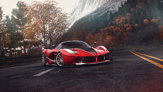 artwork, Ferrari, car, vehicle, road, Ferrari FXX-K, HD wallpaper HD wallpaper