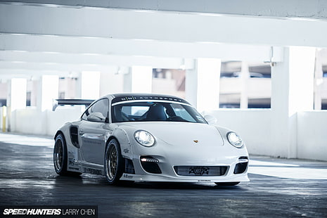 Porsche, Porsche 997, Liberty Walk, LB Performance, Speedhunters, автомобиль, белые автомобили, HD обои HD wallpaper