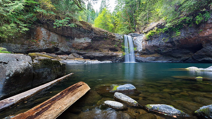 Водопад Coquille River Falls в Национальном лесу Сискию в штате Орегон к востоку от порта Орфорд США Обои Ultra Hd для Android и Windows Xbox 3840 × 2160, HD обои
