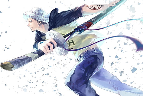 Pria yang memegang wallpaper pedang, Anime, One Piece, Trafalgar Law, Wallpaper HD HD wallpaper