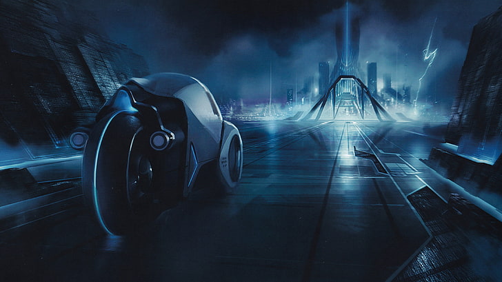 Papel de parede digital do Batman, Tron: Legado, futurista, motocicleta, motocicleta, HD papel de parede