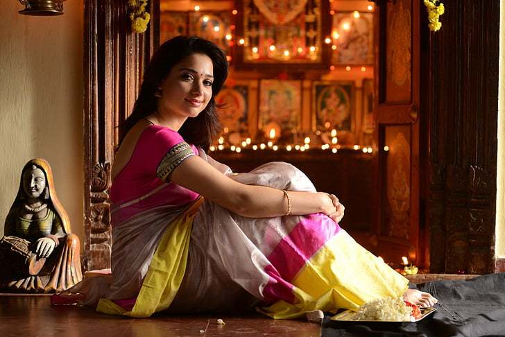 actress, bhatia, bollywood, hot, indian, kollywood, navel, saree, sexy, tamanna, tamil, telugu, tollywood, veeram, HD wallpaper