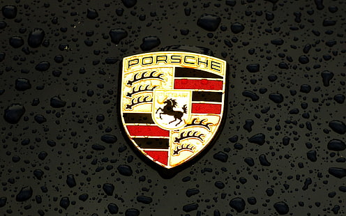 Porsche, logotipo, brasão de armas, carro, ilustração, arte, escuro, HD papel de parede HD wallpaper
