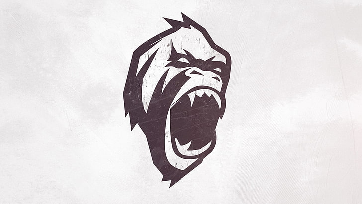 логотип гориллы, гориллы, гранж, мягкий градиент, вектор, HD обои