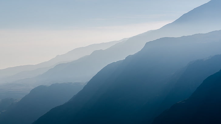 landscape, nature, mountains, mist, sky, HD wallpaper
