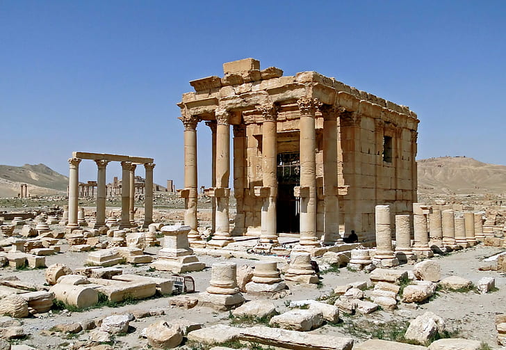 The city, Temple, Ancient, Syria, Palmyra, Balsamina, Baalshamin, HD wallpaper