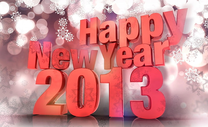 新年あけましておめでとうございます2013年ポスター、新年、数字、日付、雪片、 HDデスクトップの壁紙