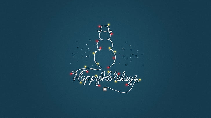 Holiday, Christmas, Blue, Christmas Lights, Happy Holidays, Minimalist, Snowman, HD wallpaper