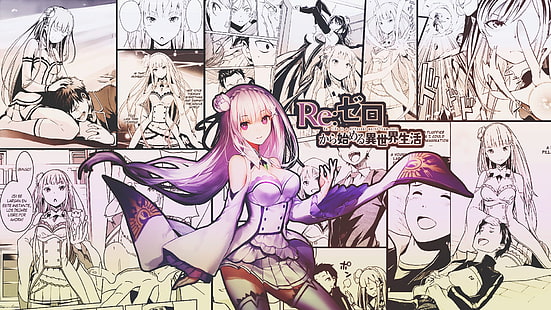Re: Null Kara Hajimeru Isekai Seikatsu, Anime-Mädchen, Emilia (Re: Null), Manga, Minirock, Spaltung, lange Haare, HD-Hintergrundbild HD wallpaper